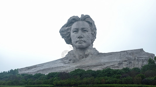 唐朝人物雕塑长沙橘子洲头毛泽东雕像背景