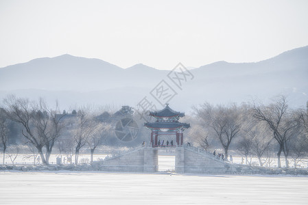 颐和园雪景北京颐和园的冬季风光背景