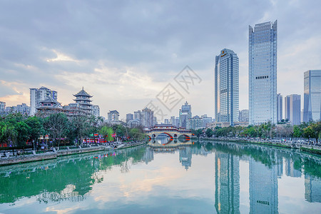 仿古廊桥成都九眼桥背景