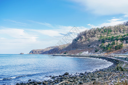 日本北海道知床半岛冬季风光背景图片