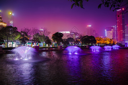 城市之旅南昌秋水广场喷泉背景