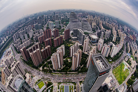 鱼眼建筑北京望京CBD城市全景背景