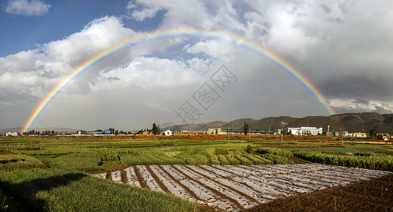 风雨阳光雨后彩虹全景背景