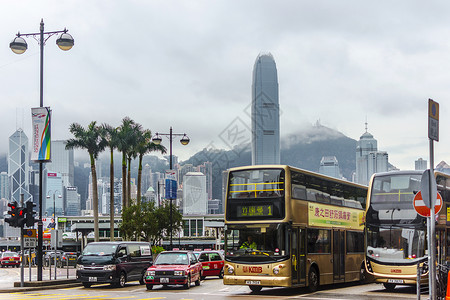 公交道路香港尖沙咀街头背景背景