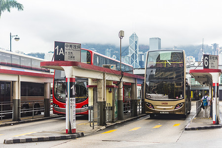 香港公交站台背景背景图片