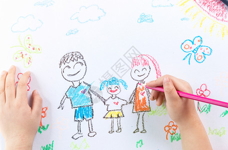 儿童绘画全家福背景图片