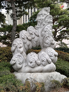 韩国釜山街头石雕背景