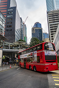 双层车香港城市公共交通背景