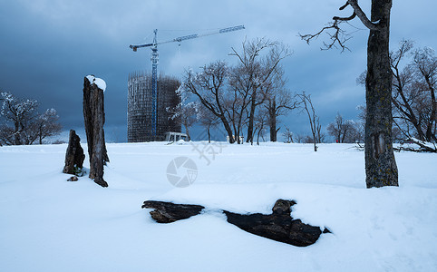 冬日暖阳雪景背景图片