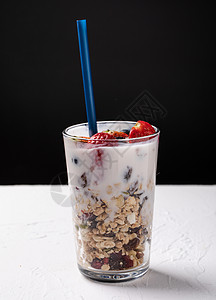 饮料燕麦片酸奶水果燕麦饮品背景