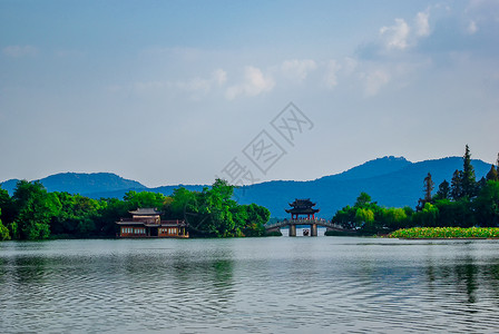 传说中的浙江杭州西湖风景背景