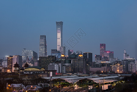 北京CBD城市夜景建筑背景图片