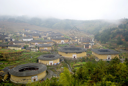 福建特色建筑古楼福建土楼背景