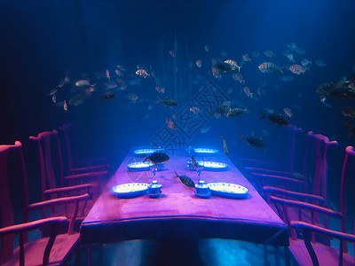 水族馆餐厅背景图片