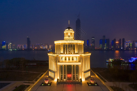 武汉江滩防汛博物馆夜景背景图片