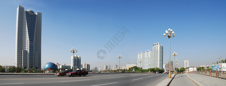 道路绿地新疆库尔勒市城市风光背景