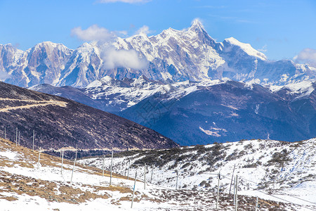雪山坡西藏林芝色季拉山口背景