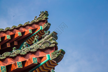 西安华清宫建筑飞檐背景图片