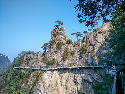 悬崖栈道浙江临安大明山景区风光背景