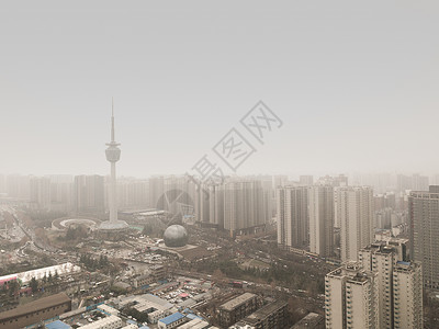 雾霾下的西安电视塔背景图片