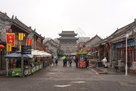 西安滋水古县城街景高清图片