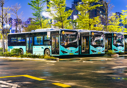 东莞公交公交车停泊点背景