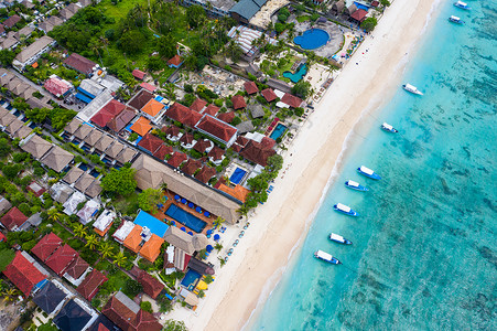 海滨度假酒店航拍印度尼西亚蓝梦岛背景