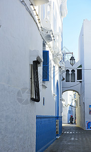 摩洛哥艾西拉小镇巷道背景图片