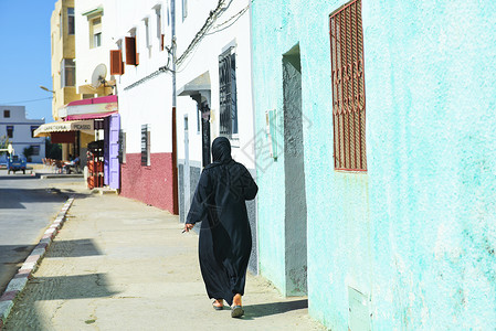 艺术小镇摩洛哥艾西拉小镇街景背景