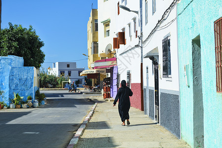 夏天小清新房子摩洛哥艾西拉小镇背景