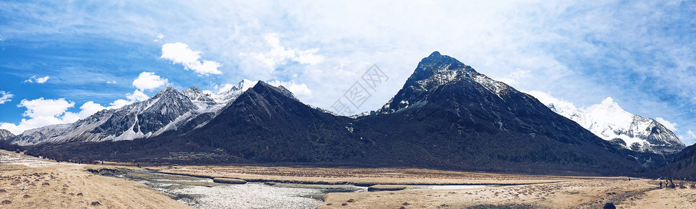 山川河海稻城亚丁景区风光背景