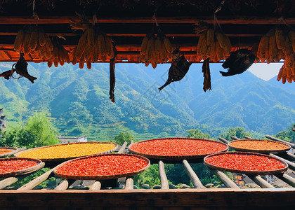 秋季山景江西婺源晒秋背景