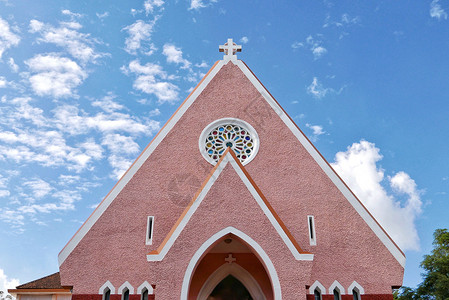 越南玛丽修道院粉色建筑高清图片