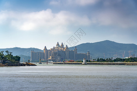 海上城堡海上的澳门风光背景