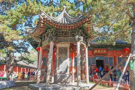 五台山寺庙建筑群背景图片