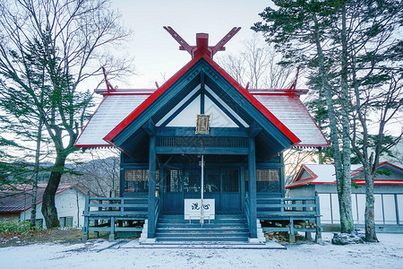 日本北海道神社背景图片