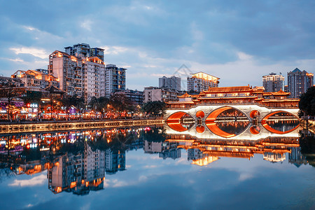 成都鸟瞰成都九眼桥夜景背景