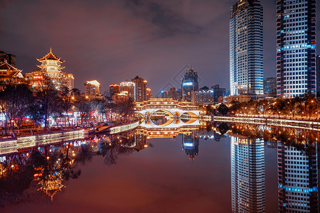 成都九眼桥夜景背景图片