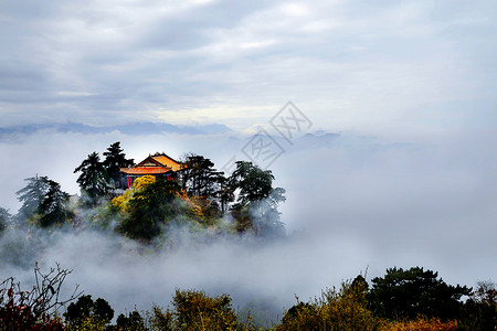 陕西省旅游云中仙居寺庙背景