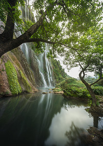 三叠水雨林瀑布背景