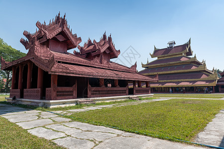 红木建筑缅甸大皇宫建筑背景