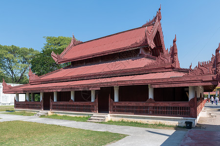 红木建筑缅甸大皇宫建筑背景