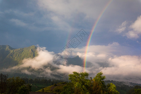 布莫尔印尼布洛莫双彩虹背景