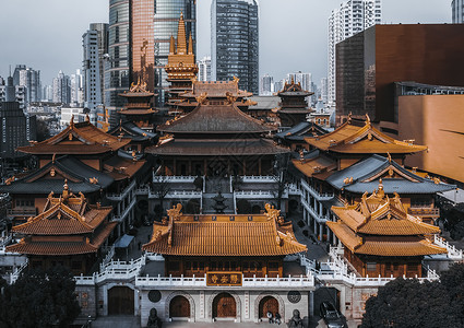 上海市中心静安寺背景