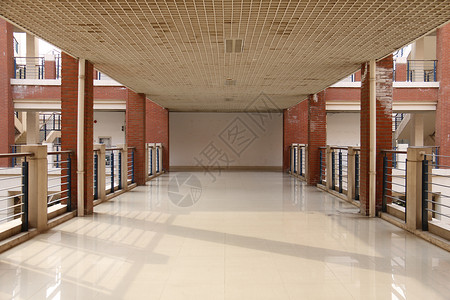 校园走廊建筑结构局部高清图片素材