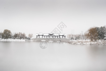 武汉沙湖公园雪景背景