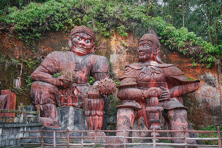 恩施土司城景区石像背景