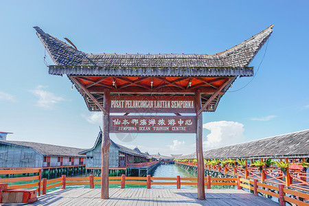 销售中心指示牌仙本那海洋旅游中心背景