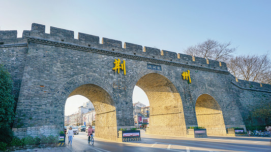 荆州文化荆州古城墙背景