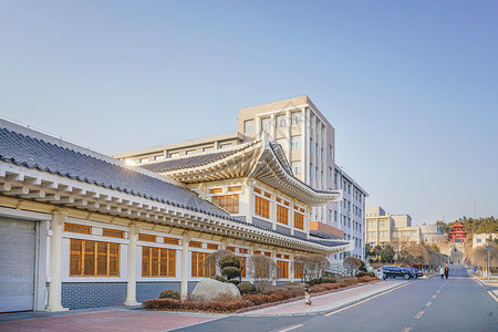 民族风建筑延边大学背景